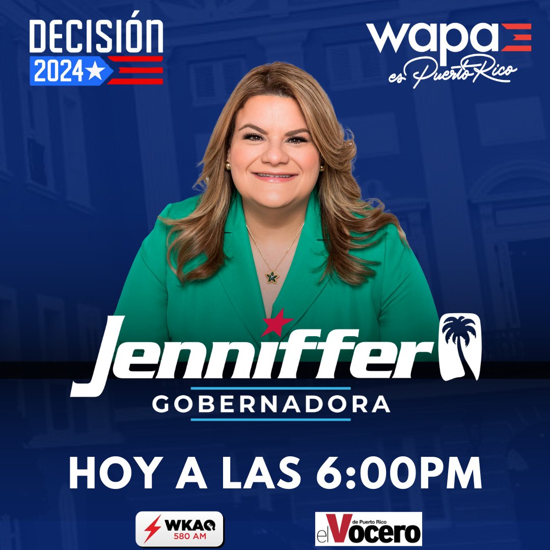 Sintoniza hoy #Decisión2024 por @wapatv a las 6:00 p.m., donde estaré presentando mis propuestas de cara a las primarias del 2 de junio.

#JGOGobernadora