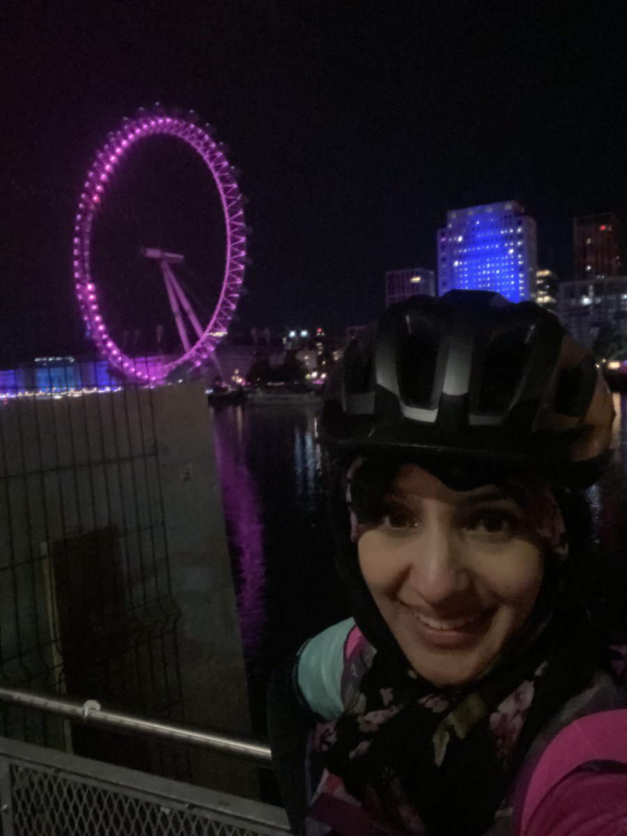 Grateful for donations! Last night's #RidetheNightLondon was fantastic. I cycled 100km (c.62 miles),twice my previous record! Amazing to support @BreastCancerUK_ @JosTrust @OvarianCancerUK.  🩷 buddies, incl @FKessedjian 😍 @WomenVCancerUK @WomenEd @BritishCycling