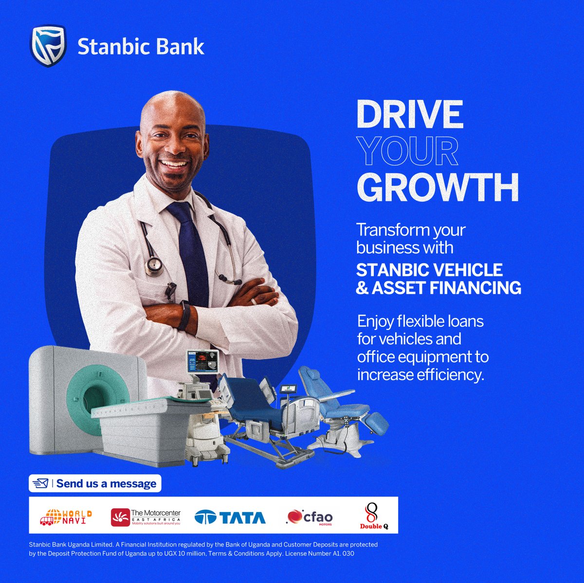 Equip your business or career and increase its efficiency with our Vehicle and Asset Financing offering.

Visit: stanbicbank.co.ug/uganda/busines… or send a message to get started today.

#VehicleAndAssetFinancing.