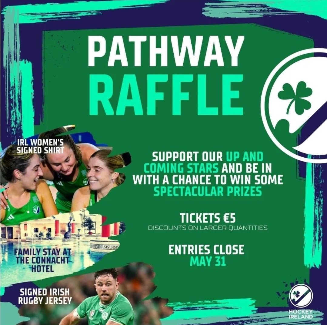Have you checked out the amazing prizes up for grabs in our Pathway Raffle? Vouchers, nights away, signed jerseys, wine gift sets, hockey sticks, prints and a whole lot more! Support our Pathway Programs now and be in to win: rafflecreator.com/pages/48167/ir… #IrishHockey #raffle