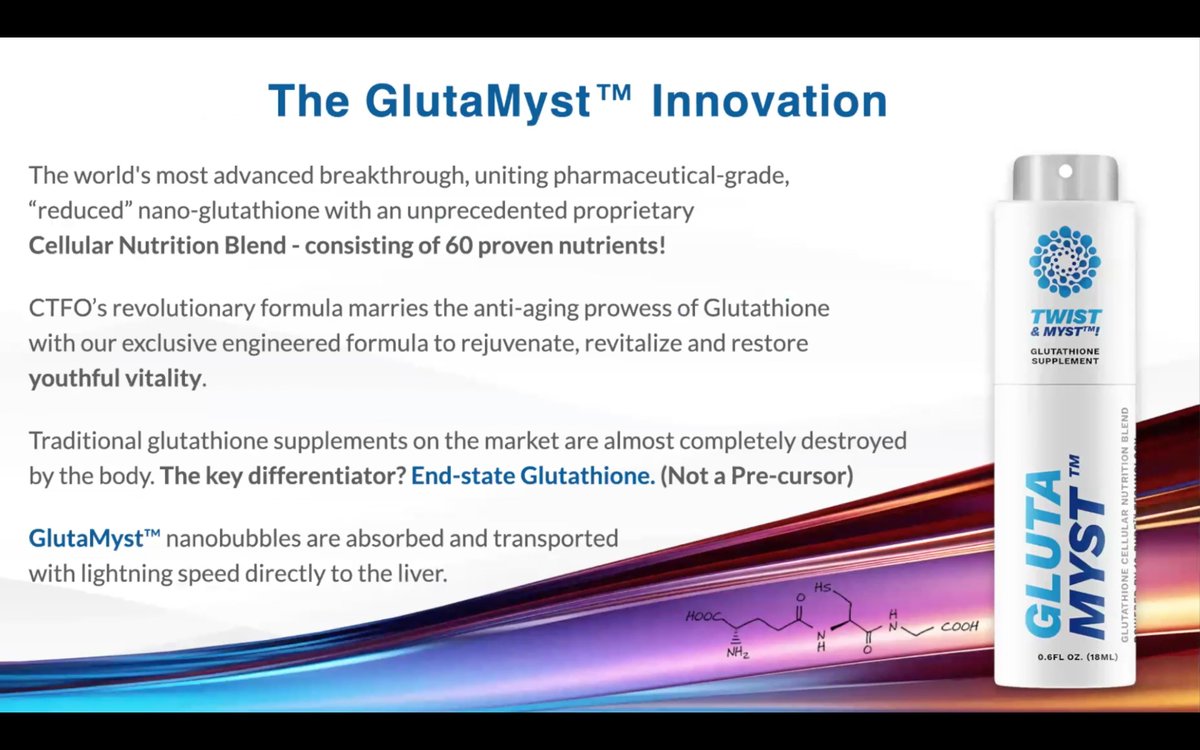Elite Athletes rave about the health benefits of, Glutathione IV Therapy, but it costs hundreds of dollars per session! GlutaMyst™, delivers pharmaceutical-grade, reduced glutathione, directly to the liver, in as little as 15 seconds, for a lower price. makingyourlifebetter.myctfo.com/product_detail…