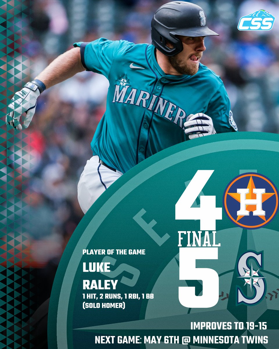 FINAL: @MARINERS WIN! Seattle takes the rubber match over the @Astros to win their sixth straight series! Despite some late struggles, the Mariners don't falter and a Cal Raleigh solo shot gives Seattle a lead they wouldn't lose. Photo by Kevin Ng #TridentsUp #Relentless