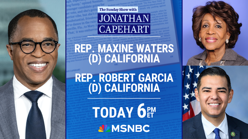 TODAY: The election is 6 months away—and Trump has outlined his plans if he is re-elected, including weaponizing the military to deport undocumented migrants. @RepMaxineWaters and @RepRobertGarcia discuss the dangers of a second Trump term at 6 pm ET #MSNBC #sundayshow