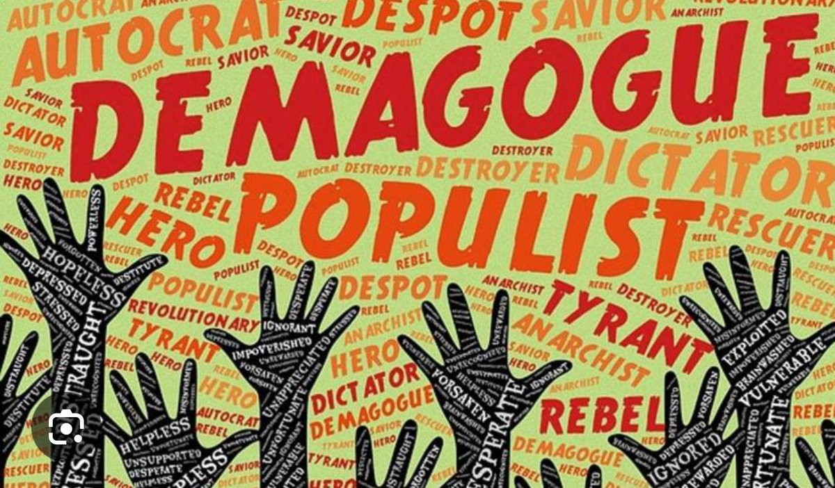 #RDCongo #DRCongo #tribune_du_stratège: Pour mettre fin à un régime #Populiste , il faut systématiquement ignorer leurs #Discours ou #Narratifs et tenir compte uniquement de leurs #Actions. 
Tout politicien qui recourt au #Populisme est conscient de n’avoir rien à offrir.