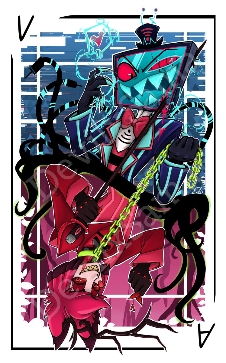 DevilxSama's tweet photo. My new Picture. 
Vox x Alastor ♡
#StaticRadio #voxal https://t.co/ZPE3nEVXsT