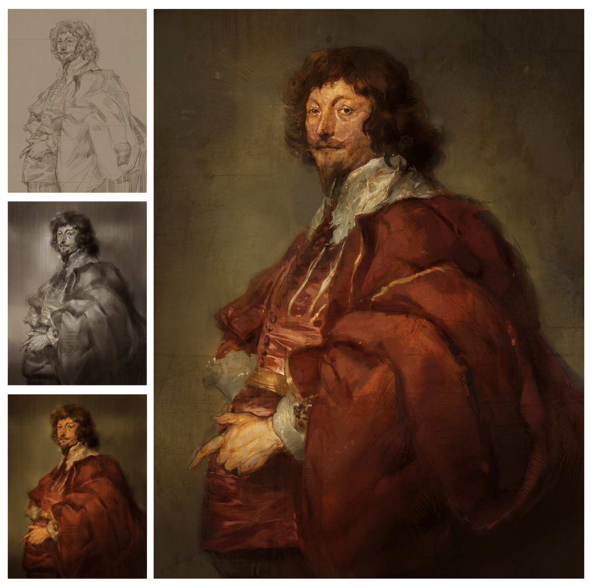 GM everyone!

A master study of Sir Anthony van Dyck .
PS & Corel painter.
#nftart #painting #digitalart