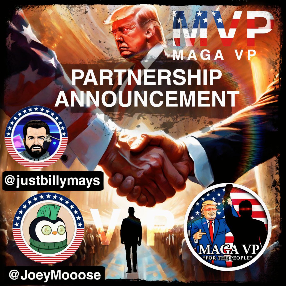 We are proud to announce legendary spaces hosts @justbillymays and @JoeyMooose will be joining the #MAGAVP campaign trail as our new partners! 🥳🎉 Billy and Moose will serve to heighten $MVP awareness by hosting bi-weekly X spaces for our incredible community. 💯 The first X…