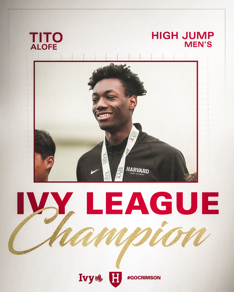 Reaching New Heights 👏 For the first time in his career, Tito Alofe is an Ivy League champion in the men’s high jump! #GoCrimson