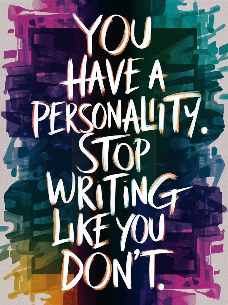 You have a personality. Stop writing like you don't.