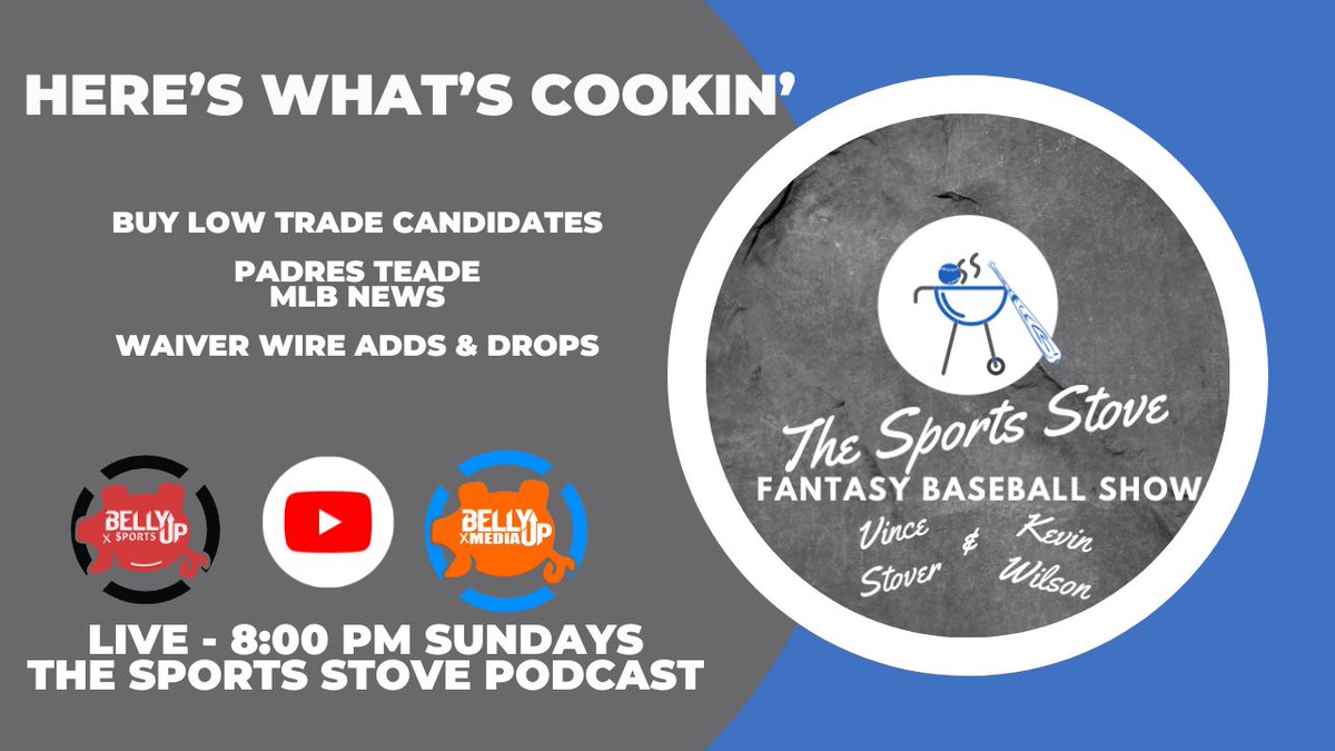 🔥🎙️ Exciting show tonight on the @SportsStove Join Vince and @KEVIN62WILSEA tonight at 8:00 PM EST as they dive into MLB trades, Waiver Wire Add/Drops, and all the hot topics around the league 🍿 Get Sunday dinner done early you’re not gonna want to miss this one ⚾️