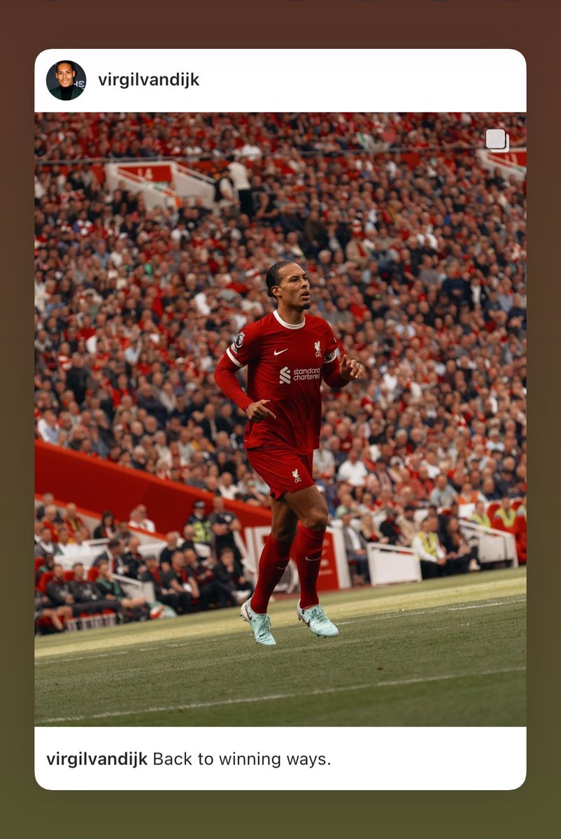 Virgil van Dijk on his Instagram. 🔴📱