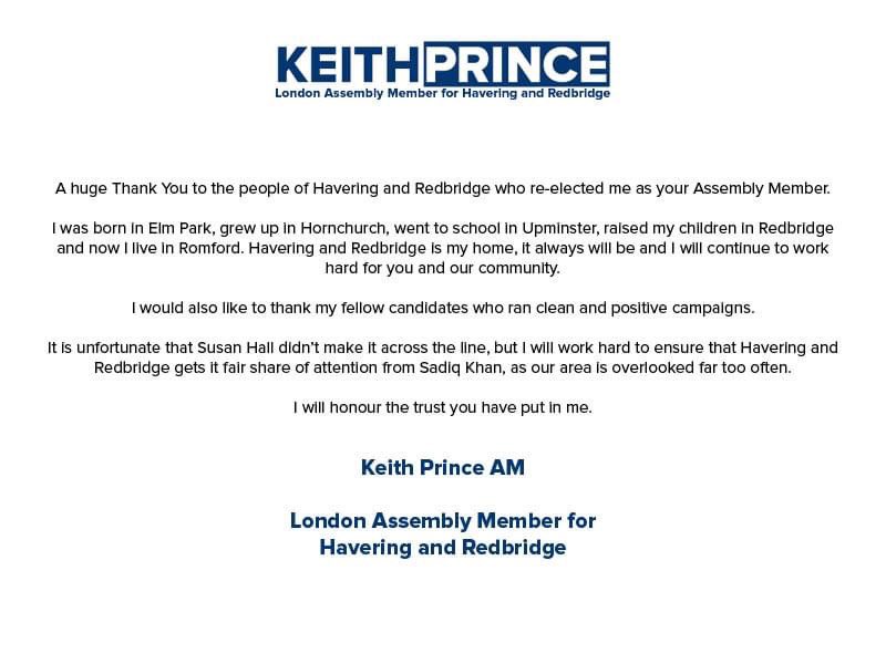 A statement from Keith Prince.