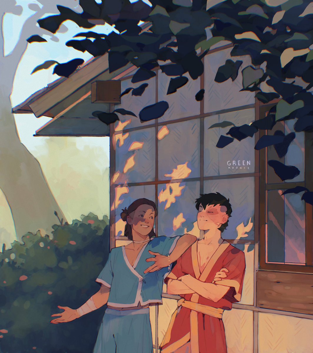 in my head all of them got a house after the war and here are sokka and zuko just chilling 🌱