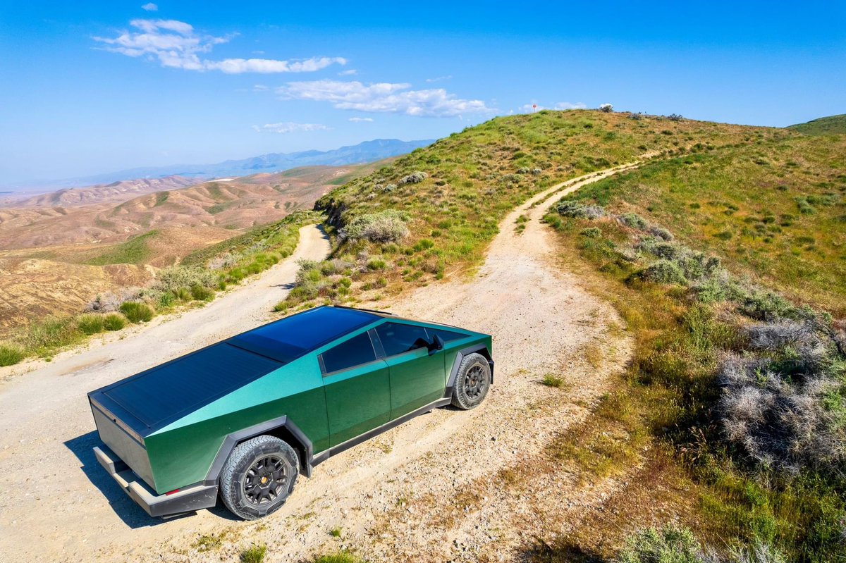 TesCalendar1's tweet photo. This Cybertruck looks absolutely stunning out on the trails! 

Syed Iqbal posted this beautiful image with this caption: In the heart of California's rugged wildflowers and majestic mountains. https://t.co/rZPt9atSh4