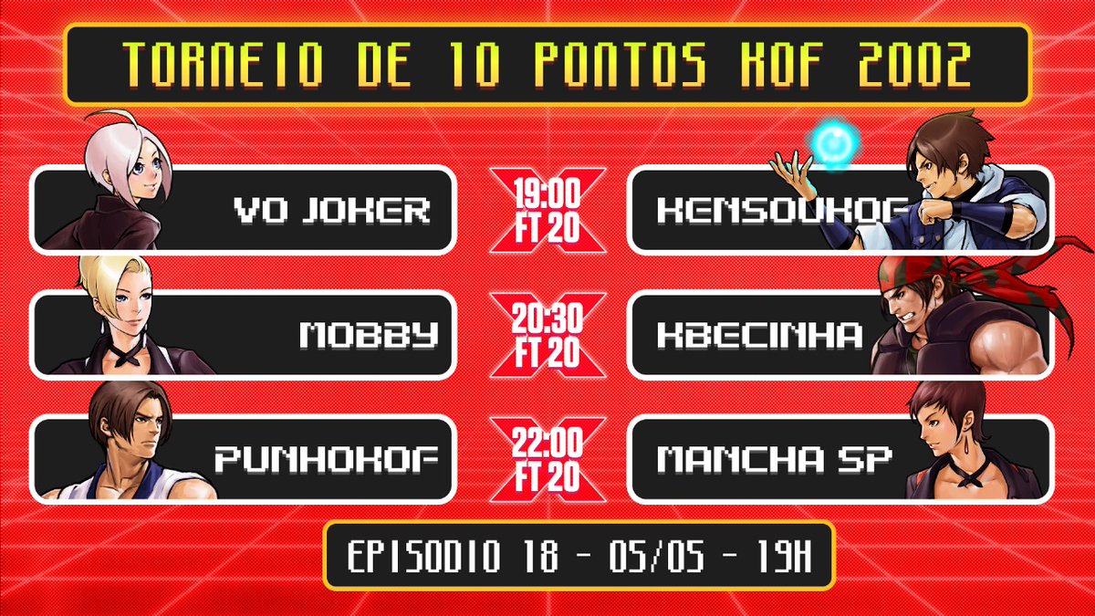 neogeocovers's tweet photo. 🚨 AO VIVO! Winners semi final (TOP 6) do Torneio de 10 Pontos KOF 2002!

🔴 https://t.co/naBkvpOC2C
🔵 https://t.co/oPvEHZW2gf

#kof #kof2002 #kof2k2 https://t.co/NKxiDvJ7oK