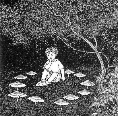 When you are stuck in the middle of a fairy ring & need rescuing in time for #FairytaleTuesday! #NewMoon is coming #Art: Ida Rentoul Outhwaite, 1920s