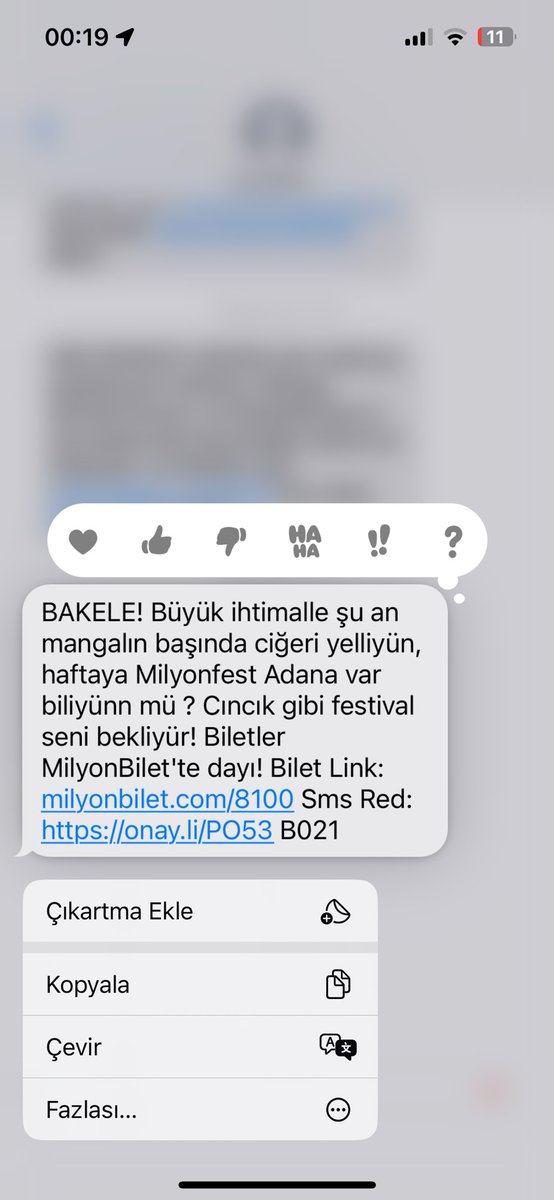 Bugün @MilyonFest Adana’dan böyle bir mesaj aldım…Dayı demesen bilet almazdım dayı 😂 #adana #milyonfest