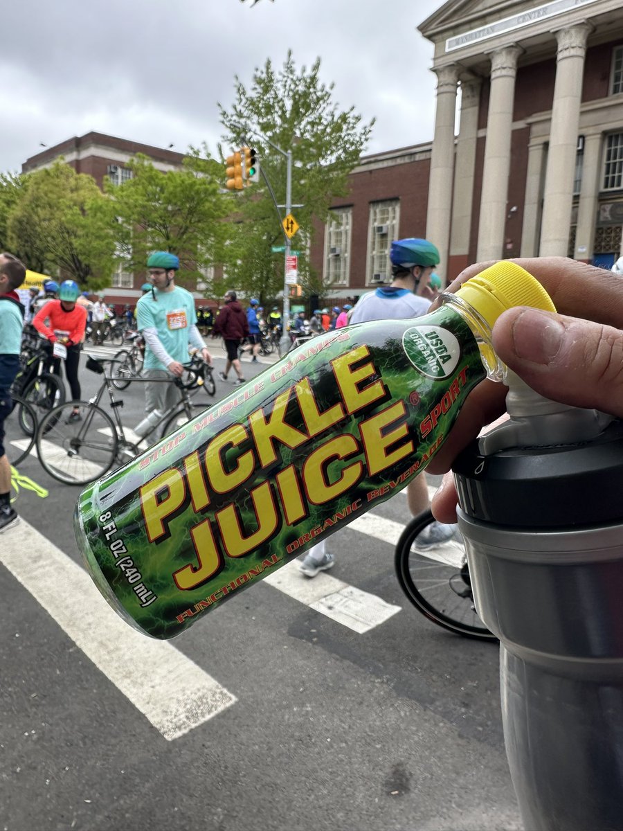 Good ride today at the 5 Boro Bike Tour. Been doing it since 1996…..btw pickle juice is disgusting.