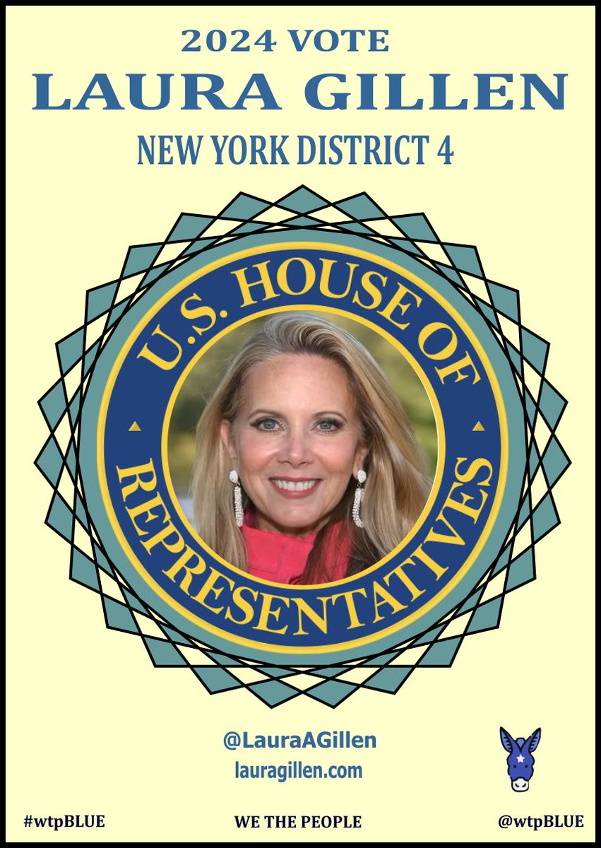 #wtpBLUE #wtpGOTV24 Ready to flip it BLUE NY04? Dem candidate, .@LauraAGillen is. NY just looks so much better in blue. Red washes it out and gives it a pasty hue. Ready for a native NY'er candidate who will work on: 👏Corruption 👏Economy 👏Healthcare 👏Womens Rights…