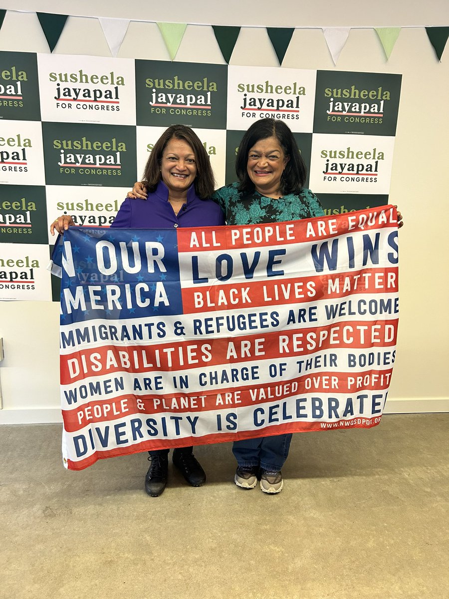 I got to meet the incomparable @RepJayapal while campaigning for her sister, @SusheelaJayapal! Proud to support her in the race for OR3!