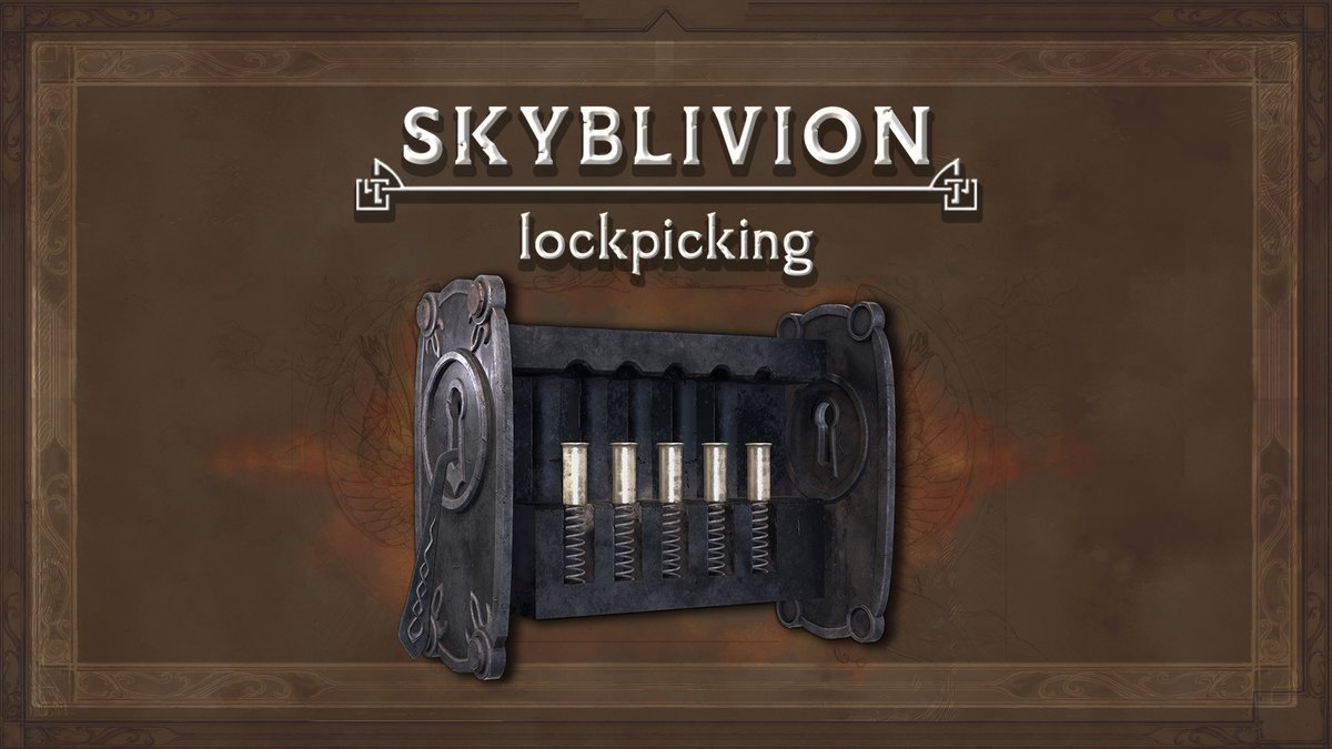 Want to get your hands on a piece of #Skyblivion? 🧐 Well, you're in luck! Our new #Oblivion-inspired lockpicking UI is available now! Download and endorse here: nexusmods.com/skyrimspeciale…