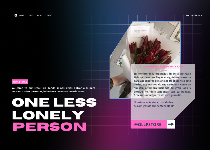 𖥔 ˏˋ 『𝕓𝕪 𝕆𝗇𝖾 𝕃𝖾𝗌𝗌 𝕃𝗈𝗇𝖾𝗅𝗒 ℙ𝖾𝗋𝗌𝗈𝗇 𝕊𝗍𝗈𝗋𝖾 』𖥔 ˎˊ

  ⌦ <a href="/iTheMetGalaRP/">ꔋ𝘩𝗲 𝝡𝗲t 𝗚𝖺𝗹𝖺 ᴿᴾ</a> 𝗐𝖺𝗇𝗍𝗌 𝗍𝗈 𝗍𝖾𝗅𝗅 𝗒𝗈𝗎 𝗍𝗁𝖺𝗍: 𝕪𝕠𝕦'𝕣𝕖 𝕒 𝕝𝕖𝕤𝕤 𝕝𝕠𝕟𝕖𝕝𝕪 𝕡𝕖𝕣𝕤𝕠𝕟, @AleksCarstairs.

𝕩𝕠𝕩𝕠!♡