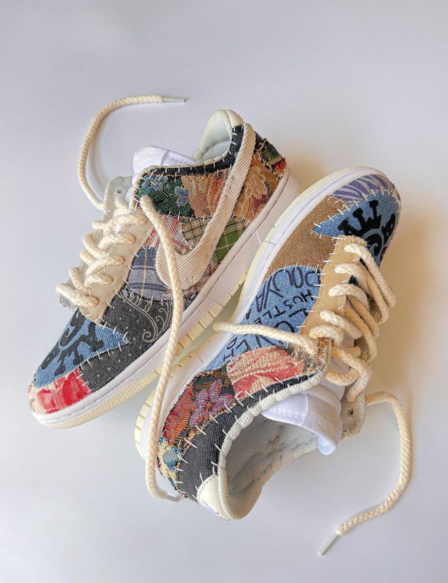 🧵 Patchwork Nike Dunk Low customs by @guapdidem 🪡