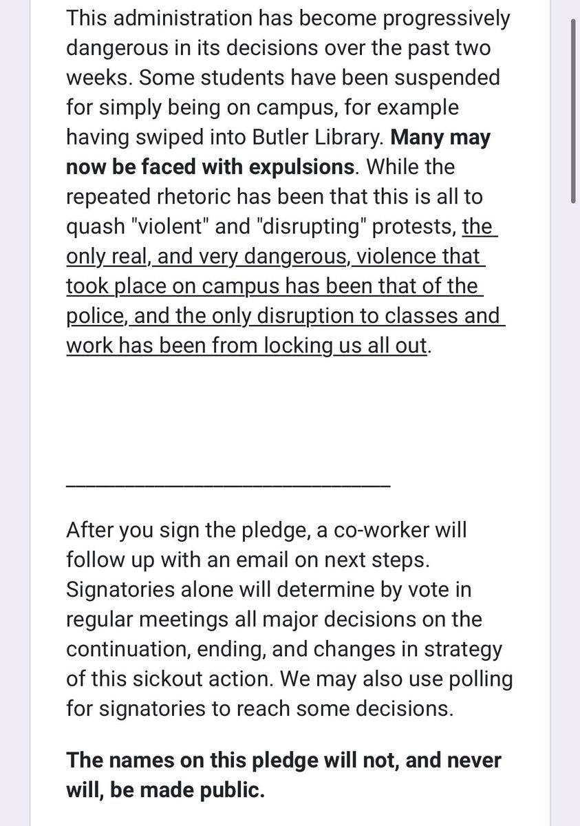 Student Workers of Columbia are asking members to openly support the antisemitic, pro-terror mob that vandalized and held campus hostage. This is especially twisted coming from people who are paid to help facilitate the learning environment. 

Make no mistake: SWC organizers know…