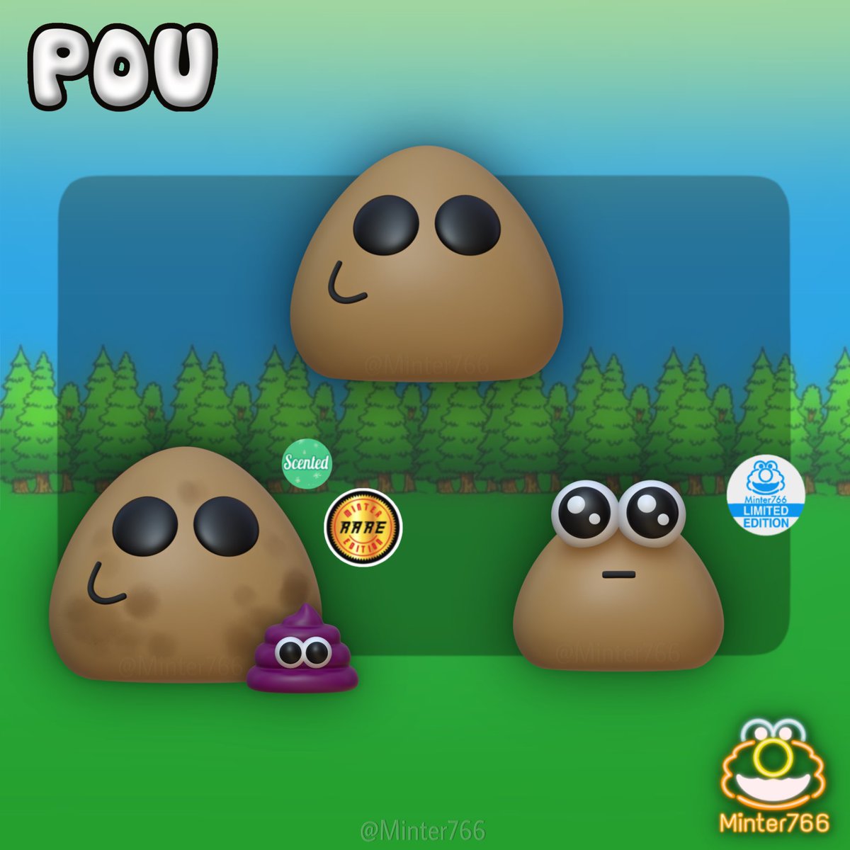 Pou w/Smelly Variant & Exclusive 3D Sculpts.