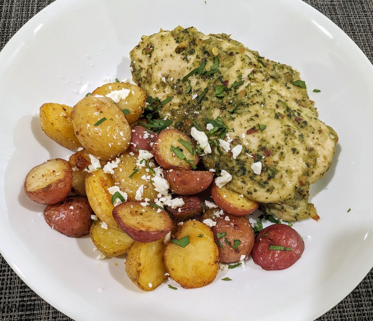 Jalapeno pesto marinaded chicken and roasted baby potatoes