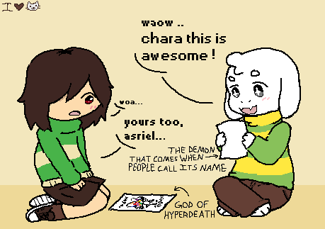 i thought this tweet was cute (they roleplayed as their ocs after) #undertale #asriel #chara