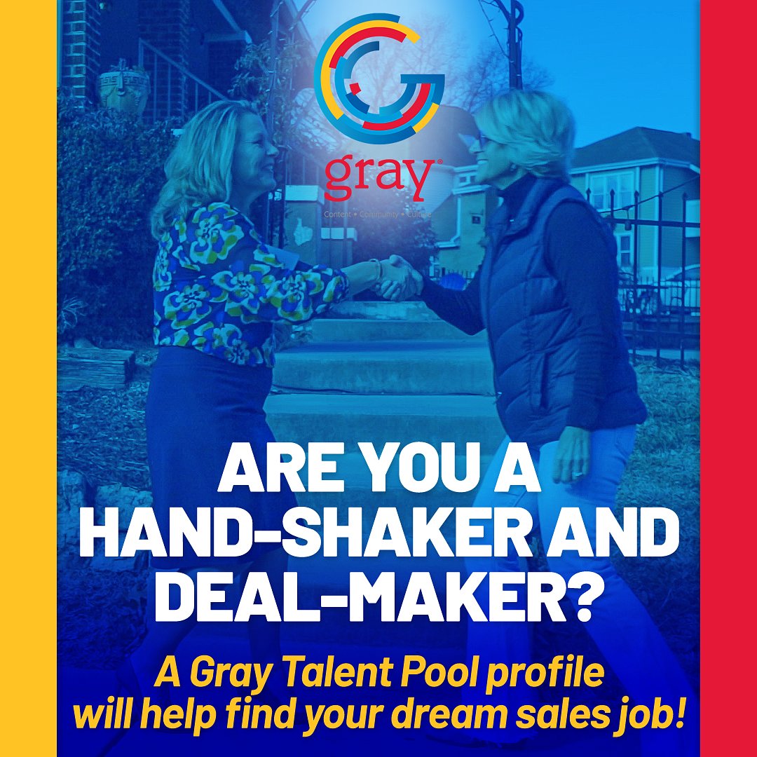 Gray's Talent Pool is your digital business card!  
It's visible to more than 200 Gray managers looking to fill job openings.  
Create your profile to land that next career opportunity with Gray Television!  Sign up here: bit.ly/3BniXFe #WereHiring