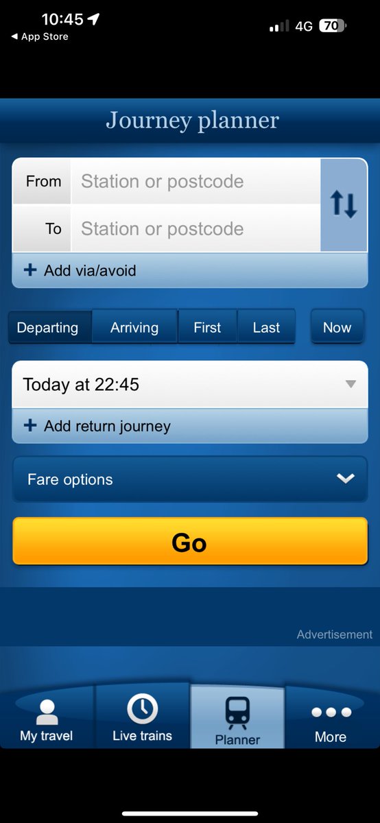 THANK YOU NATIONAL RAIL FOR NOT HAVING UPDATED YOUR APP EVER, THIS OS BEAUTIFUL