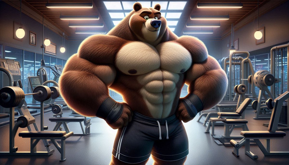 John Muscle Grizzly Bear In His Gym Uniform Working Out At The Gym Flexing His Jacked Body Late At Night Disney Zootopia Style #ai #aiart #aimen #aiartcommunity #aibears #bear #furryai #furryaiart #brownbear #stablediffusion