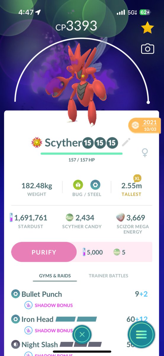 grifkah45's tweet image. Finally hit the XLs to max her out #ShadowHundo #PokemonGo ✂️