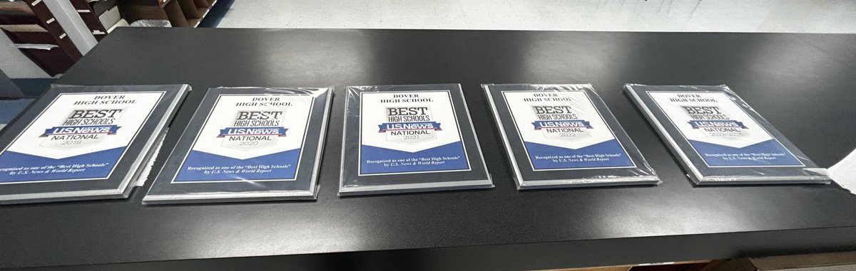 These plaques that will soon be hung up on the wall in the main lobby are a testament to the hard work we put in each day! Recognized as a top school by @usnews for the past 5 years