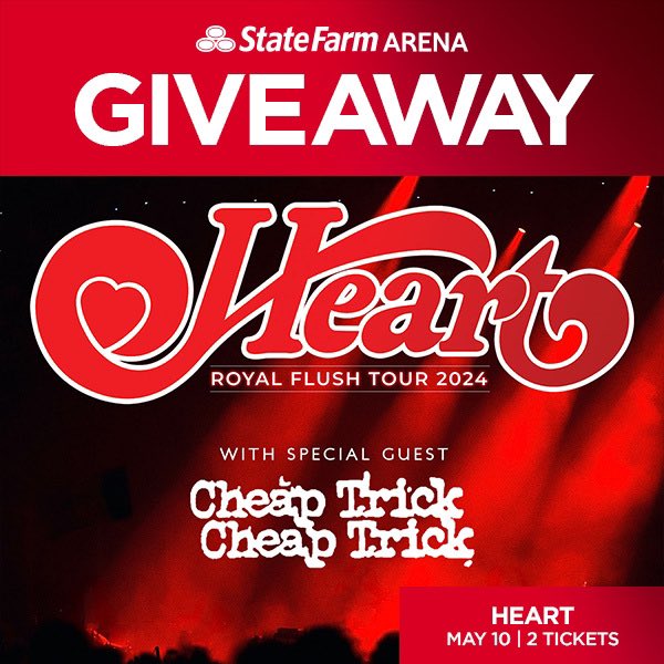 TICKET GIVEAWAY❤️ Enter for your chance to win a pair of tickets to HEART on Friday, May 10➡️ statefarmarena.com/giveaways Giveaway ends TONIGHT at 11:59pm and winner will be contacted directly.