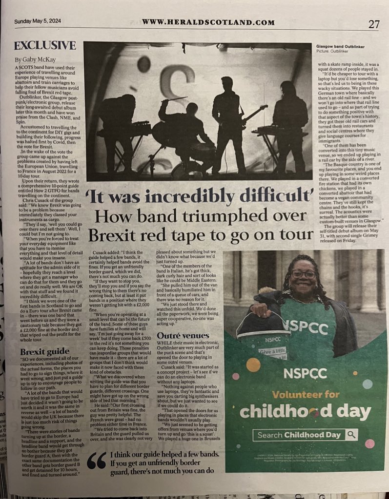 Travelling as a musician from the UK to France by Eurotunnel used to be really easy. Then #Brexit happened! Bands now need to navigate new border restrictions +heaps of paperwork #Glasgow band #Outblinken rose to the challenge and triumphed and written a guide for other bands!