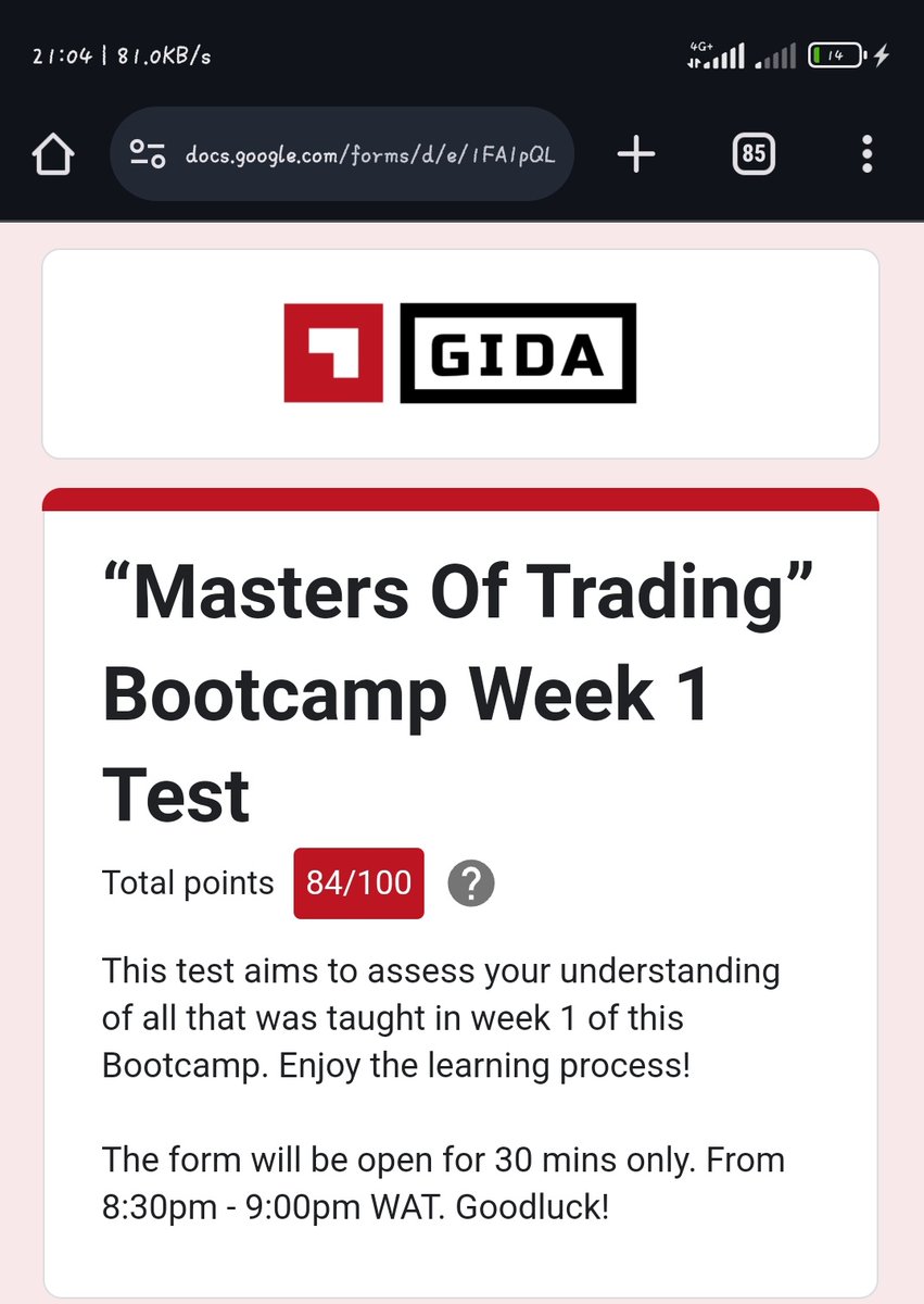 After week one, I can say im really on q great journey and it's becoming clearer, thanks @Official_GIDA and @kevin_chibuoyim for making this come to pass. #MastersOfTrading #MOTBootcamp #GIDAMOT #GIDA #Forex #Crypto #CryptoTrading #forextrading