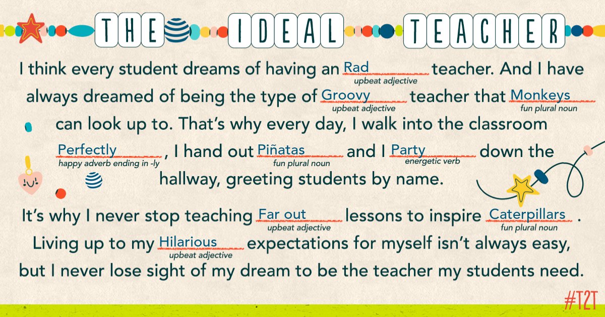 This #TeacherAppreciationWeek, I think we can all agree that no day of teaching is complete without a laugh! Create and share your own fill-in-the-blank Mad Libs style! Link in the comments!!
@teacher2teacher 
#whyiteach