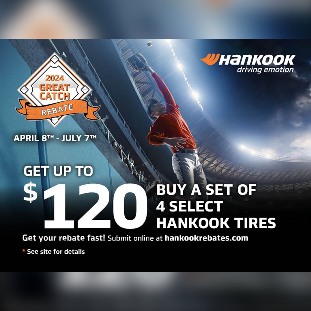 Don’t miss the spring savings. Get up to $120 when you buy a set of 4 select Hankook Tires. #HankookTire

Learn more here: bit.ly/3WrO91B