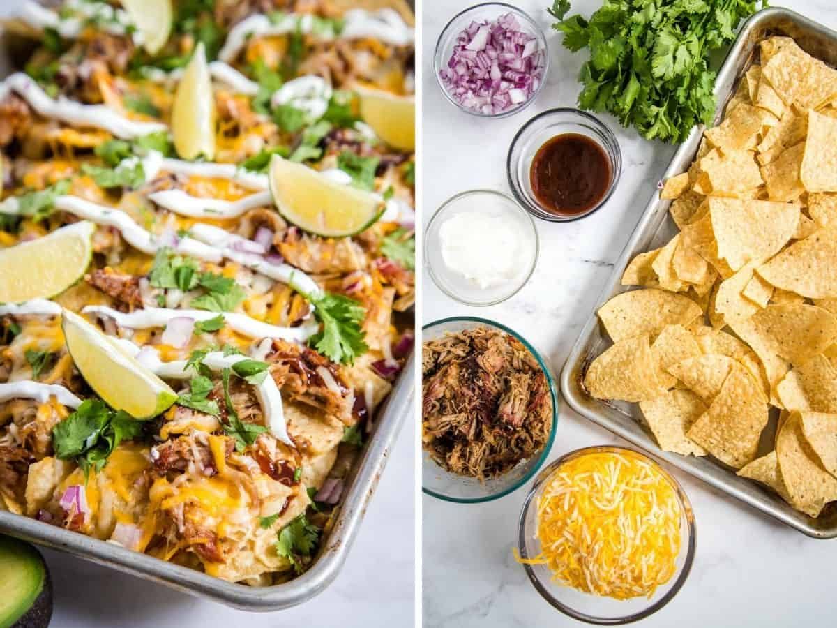 A fabulous appetizer or snack, these Pulled Pork Nachos are super easy to make and a total crowd-pleaser.  Make them for a party, make them for game day, make them for dinner. Just make them! #nachos #pulledpork #appetizer #snack #kyleecooks kyleecooks.com/pulled-pork-na…