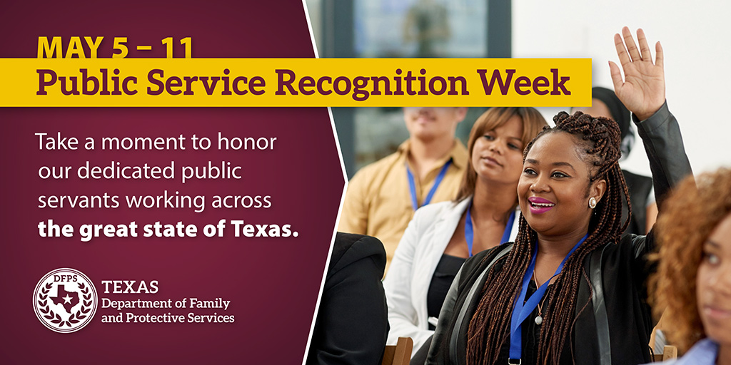 Sending a huge shoutout to the everyday heroes who work tirelessly to make Texas a better place for children, families, and vulnerable adults. From caseworkers to social workers, your unwavering commitment does not go unnoticed! #PublicServiceRecognitionWeek #TeamDFPS 🌟