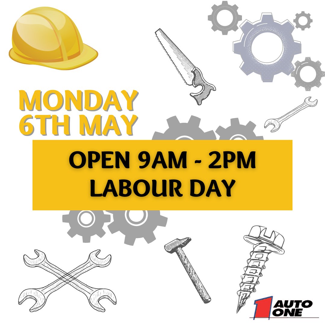 Happy Labour Day! 🛠️⚙️

We're open from 9am to 2pm today for all your car needs. 

#happylabourday #labourday