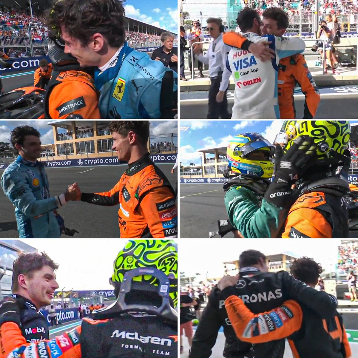All the drivers were so happy for Lando 🥹