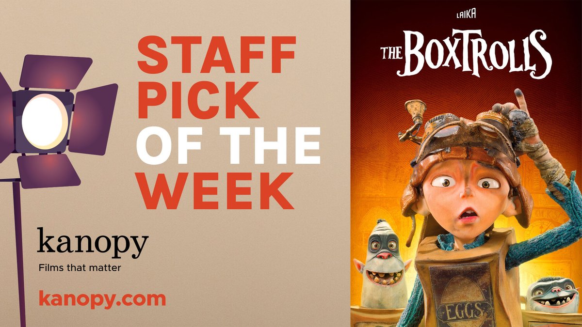 This week's staff pick is boxy but good. THE BOXTROLLS (2014) When Archibald Snatcher decides to capture the Boxtrolls - lovable, box-wearing creatures - it's up to Eggs and his friend Winnie to same them. kanopy.com/product/boxtro… @Shout_Studios #filmsthatmatter Available: 🇺🇸|🇨🇦