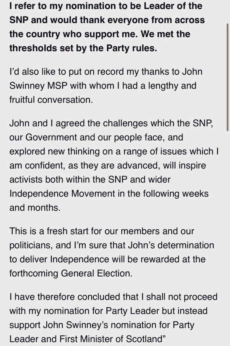 Graeme McCormick pulls out. That’s the chance to test the robustness of John Swinney’s pledges and for SNP membership to hold him account both lost.