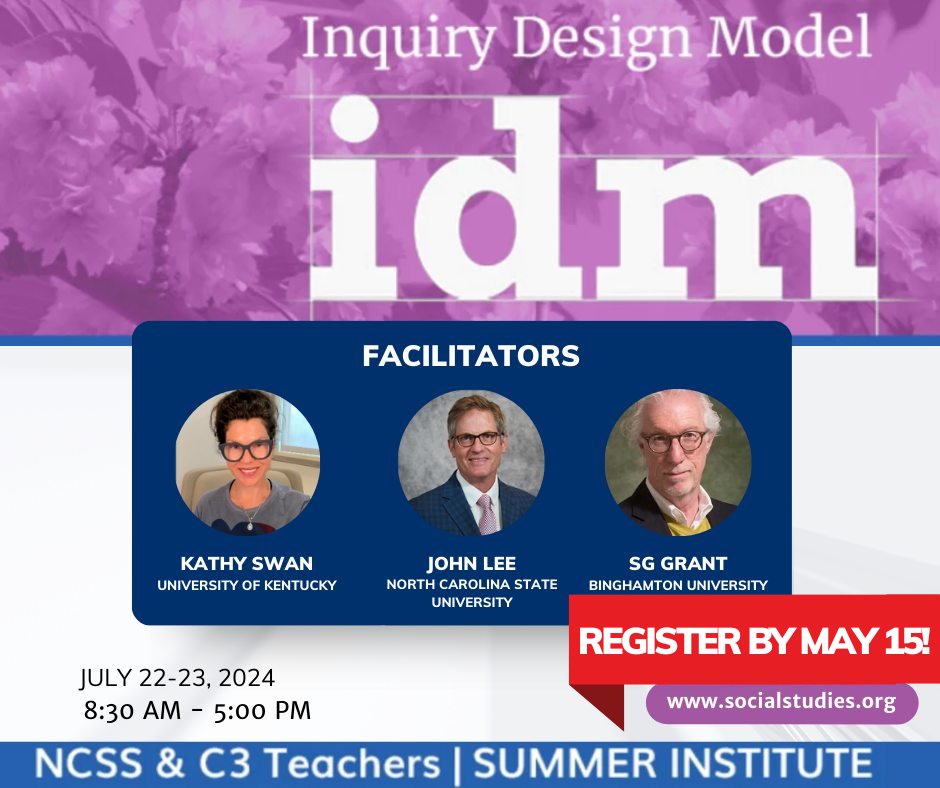 NCSSNetwork's tweet photo. 💡 Your students need the tools of inquiry. Sign up for the IDM Summer Institute today!

➡️ https://t.co/yNR3dtKsK8 #inquirybasedlearning #edchat https://t.co/sqNETzPofp