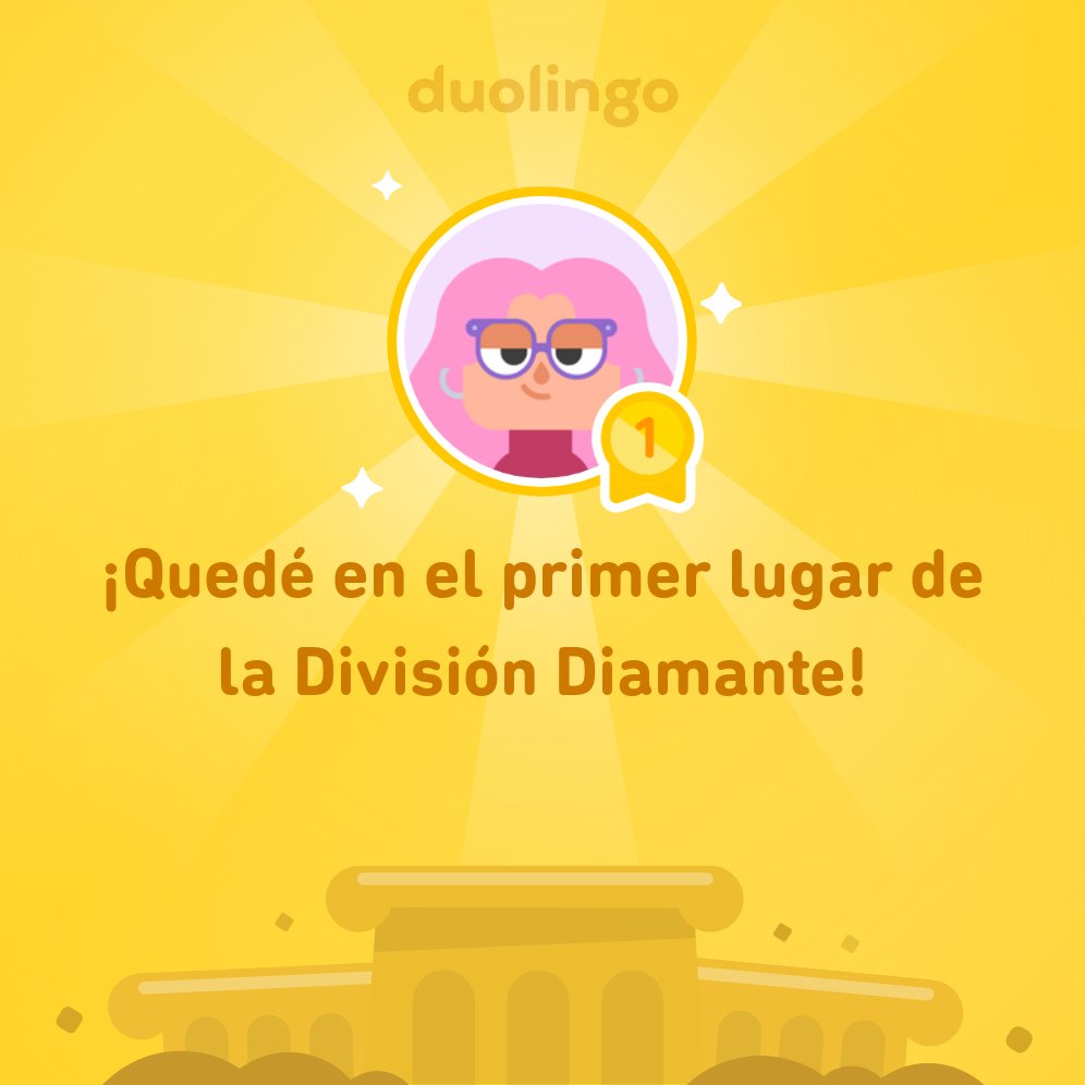 rociinguis's tweet photo. ¡Quedé en el primer lugar de la División Diamante en @Duolingo! https://t.co/r2RKu7AD05