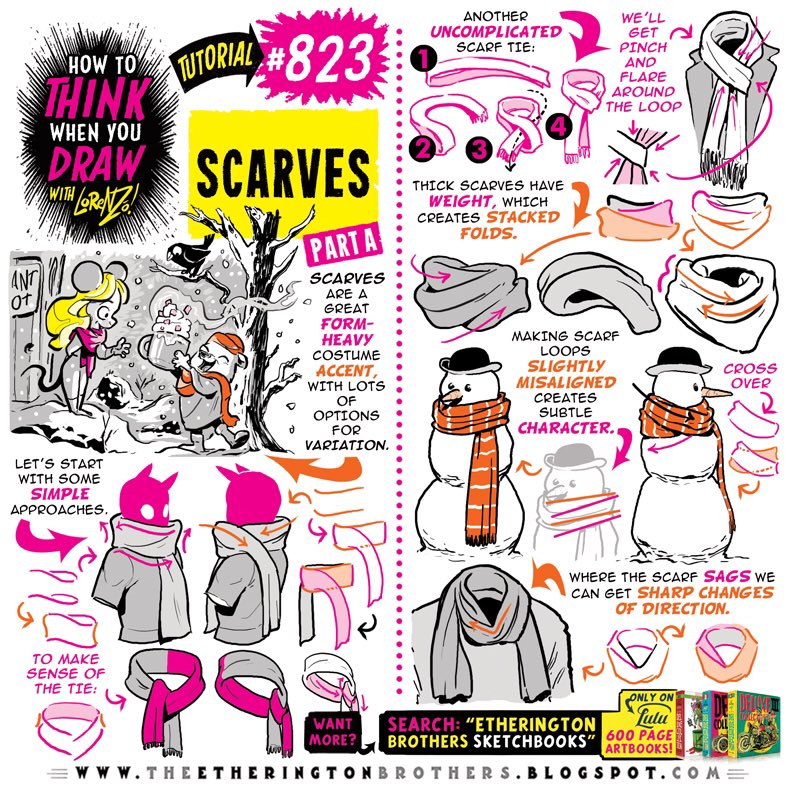 SCARVES Pt 1 from the How to THINK When You Draw ENCYCLOPEDIA - the world’s ONLY encyclopedia of drawing tutorials, posted up FREE for EVERYONE, FOREVER, with NEW & CLASSIC tutorials coming up EVERY DAY right here :)
#gamedev #manga #conceptart #illustration